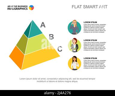 Three Levels Pyramid Process Chart Template For Presentation Stock