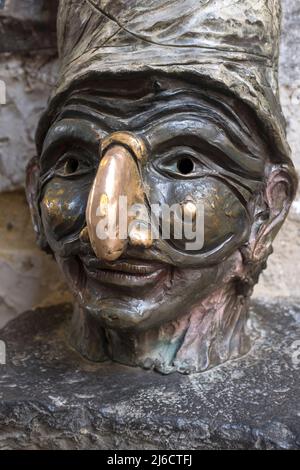 Statue Of Pulcinella In The Vico Del Fico Purgatorio In Naples Italy