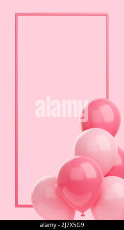 Congratulation Banner With Pink Balloons And Frame On White Background