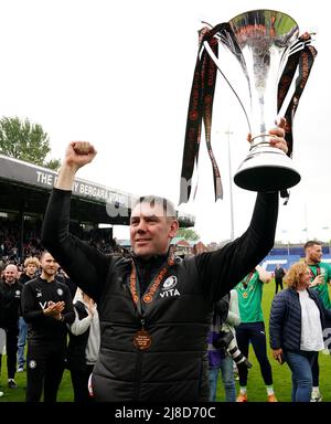 Stockport County F C Manager Dave Challinor Applauds At Full Time