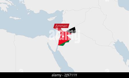 Map Of Middle East With Highlighted Jordan Map Gray Map Of Jordan With