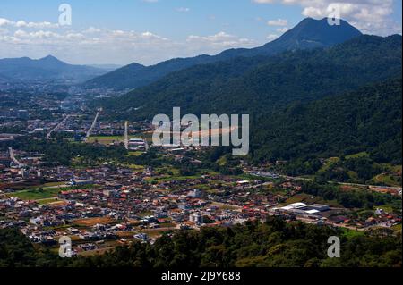 Jaraguá do Sul town as seen from Pico Malwee Santa Catarina Brazil