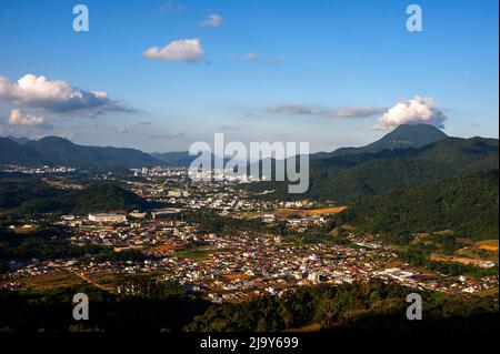 Jaraguá do Sul town as seen from the Pico Malwee viewpoint Santa