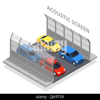 Noise Light And Electromagnetic Pollution Isometric Flowchart Vector