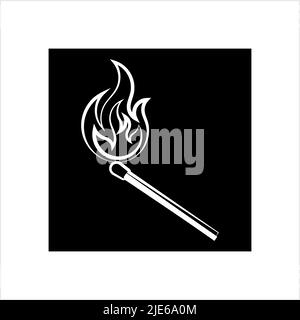 Lit Matchstick Burning Matchstick Vector Art Illustration Stock Vector