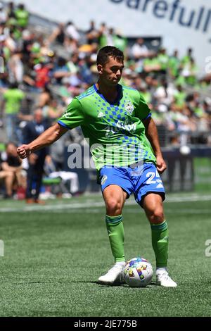 Seattle Sounders Defender Jackson Ragen Left Looks On Towards The