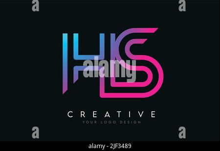 Hs H S Lines Letter Design With Creative Elegant Zebra Vector