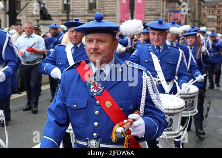 Office Bearers Of The Orange Lodge Marching At The Annual Orange Walk