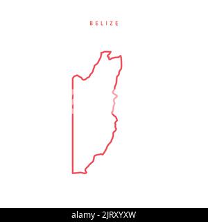 Belize Country Simplified Map Thin Black Outline Contour Simple