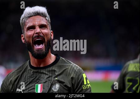 Olivier Giroud Of Ac Milan Celebrates The Victory At The End Of The