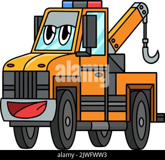 Tow Truck Cartoon Clipart Colored Illustration Stock Vector Image Art