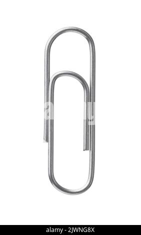 Single Steel Paper Clip Isolated On White Background Included Clipping