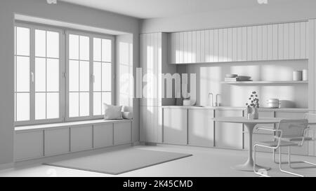 Total White Project Draft Modern Cozy Kitchen And Big Window With