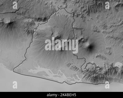 Usulutan Department Of El Salvador Grayscale Elevation Map With Lakes