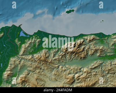 Atlantida Department Of Honduras Colored Elevation Map With Lakes And