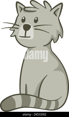 Cute Cat Sitting On Striped Carpet Cartoon On White Background Vector