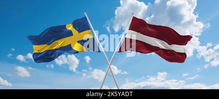 Waving Flag Of Sweden And Latvia Stock Photo Alamy