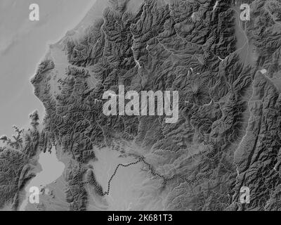 Gifu Prefecture Of Japan Grayscale Elevation Map With Lakes And