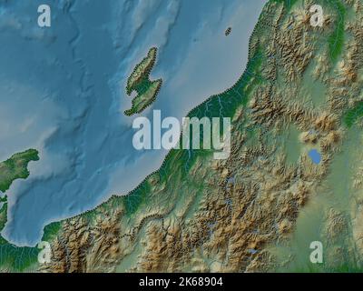 Niigata Prefecture Of Japan Elevation Map Colored In Wiki Style With