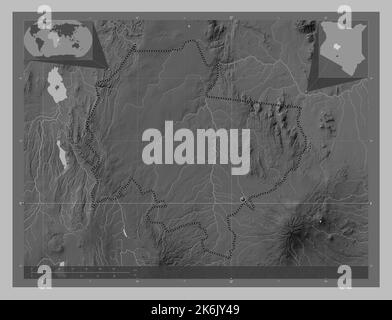 Laikipia County Of Kenya Grayscale Elevation Map With Lakes And