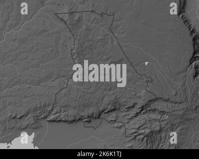 Nandi County Of Kenya Grayscale Elevation Map With Lakes And Rivers