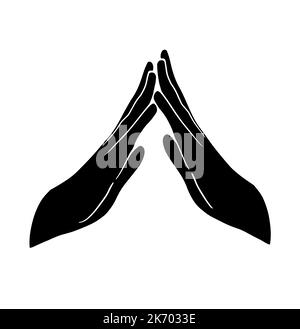 Jesus Praying Hands Silhouette Isolated On White Background Vector