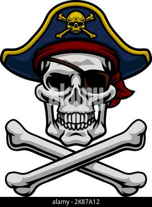 Jolly Roger With Eyepatch And Crossbones Logo Template Evil Skull