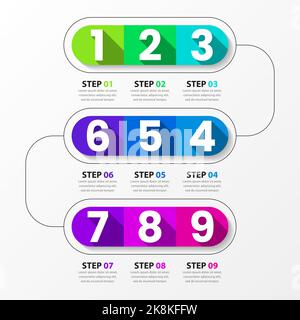 Nine Step Path Infographic Vector Illustration Stock Vector Image