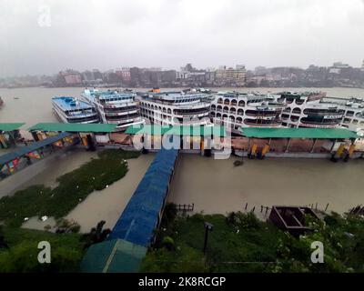 Dhaka Bangladesh October Ferries Anchored At The Bank Of