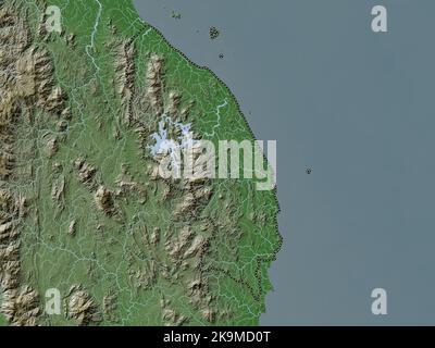 Trengganu State Of Malaysia Colored Elevation Map With Lakes And