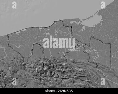 Tabasco State Of Mexico Bilevel Elevation Map With Lakes And Rivers