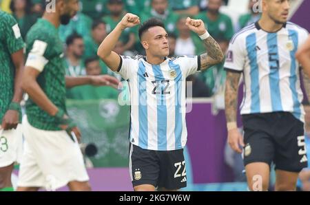 Doha Qatar 22 11 2022 Lautaro Martinez Of Argentina And Mohammed Al