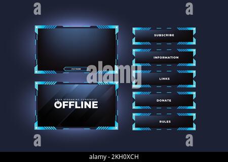 Futuristic Live Streaming Overlay Vector With Blue And Dark Colors