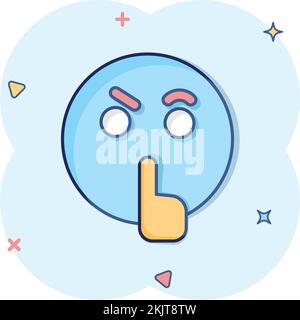 Quiet Icon In Comic Style Silence Cartoon Vector Illustration On