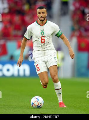 Doha Qatar November Romain Saiss Of Morocco Passes The Ball