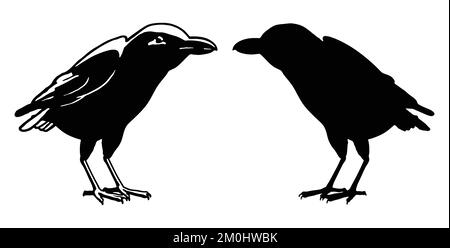 Simple Black Crow Raven Logo Design Vector Sign Illustrations Stock