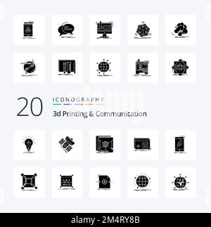 D Printing And Communication Glyph Icon Pack Including Correction