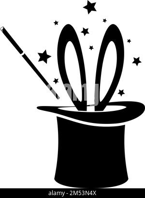 Wizard Conjure Cylinder Magic Hat With Bunny Ears Vector Illustration