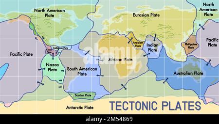 Map Of Tectonic Plates And Boundaries Illustration Stock Vector Image