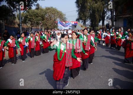 Nepal 30th Dec 2022 Girls From Gurung Community Performs Traditional