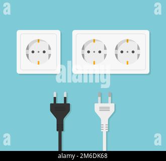 Black Electric Cables With Plugs Stock Photo Alamy