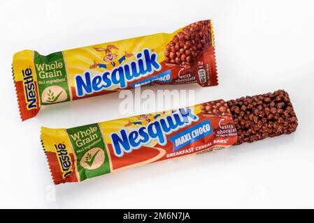 Nesquik Chocolate Bar Isolated On White Background Stock Photo Alamy