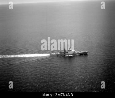 A Starboard Beam View Of The Guided Missile Cruiser Uss Jouett Cg