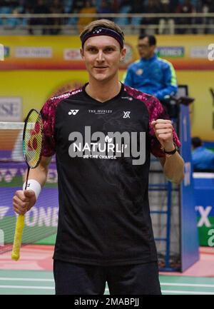 Denmark S Viktor Axelsen Celebrates After Defeating Thailand S Kunlavut