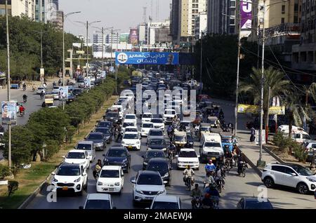 Karachi Pakistan 19th Jan 2023 A Large Numbers Of Vehicles Stuck In