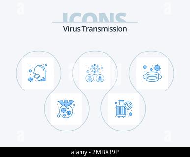 Virus Transmission Blue 5 Icon Pack Including Eye No Anatomy