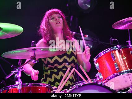 Drummer Tobi Vail Of The Punk Rock Band Bikini Kill Performs At The