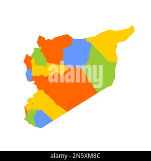 Colorful Political Map Of Syria Administrative Divisions