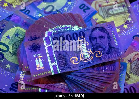 Hungarian Huf Banknotes On Each Other Stock Photo Alamy