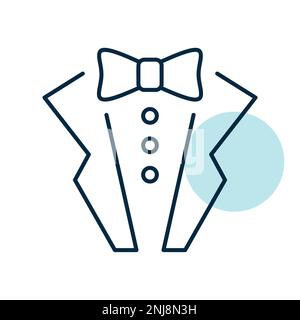 Man Jacket Tuxedo Weddind Suit With Bow Tie Vector Illustration Stock